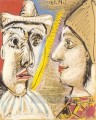 Pierrot y arlequín perfil 1971 cubista Pablo Picasso